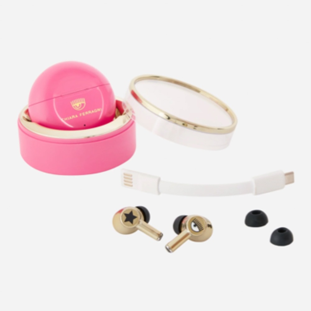 Chiara Ferragni - Pink Wireless Earbuds with Charging Case